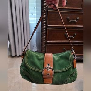 Coach Green and Tan Shoulder Bag